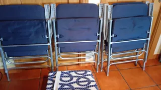 4 Tumbonas Plegables Marino Cojines Nuevos