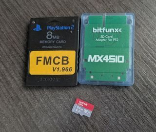 PS2 Slim + 2 mandos (Sin lector, lista para usar)