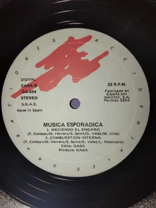 Vinilo LP Música Esporádica (1984)