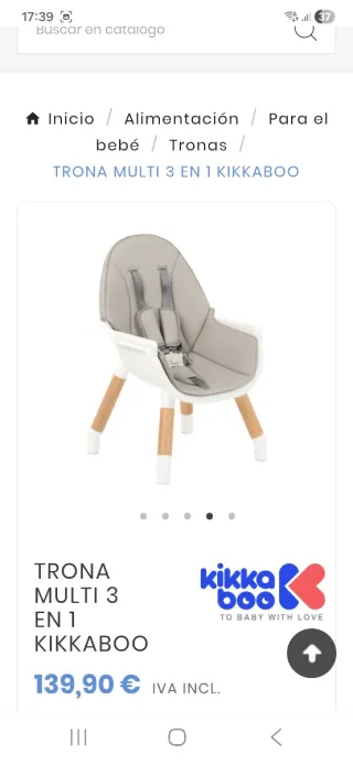 Trona de bebé con patas de madera KikkaBoo