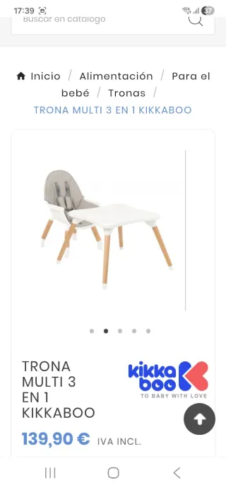 Trona de bebé con patas de madera KikkaBoo