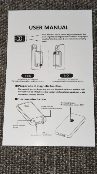 Power Bank Magnético Inalámbrico 22.5W