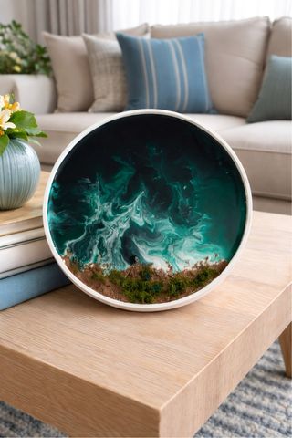 Cuadro Resina Olas Mar Azul Teal