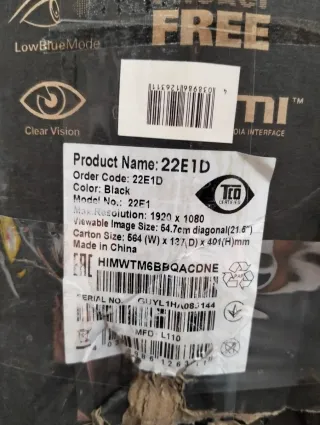 Monitor AOC 22" Full HD HDMI VGA 2ms altavoces