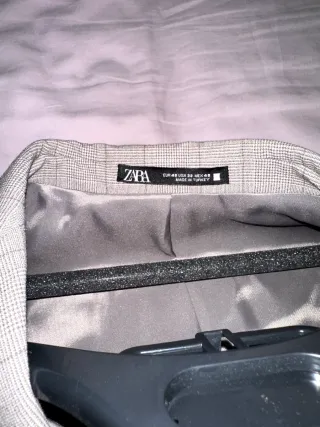 Traje Zara Gris cuadros marrones