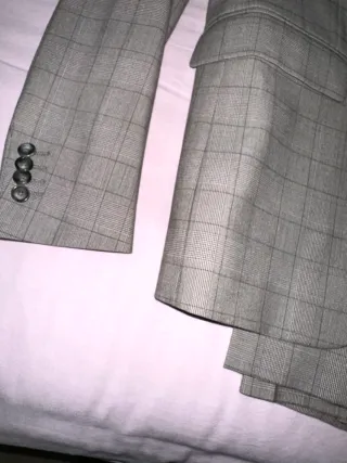 Traje Zara Gris cuadros marrones