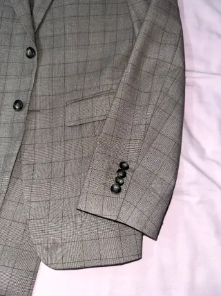 Traje Zara Gris cuadros marrones