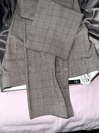 Traje Zara Gris cuadros marrones