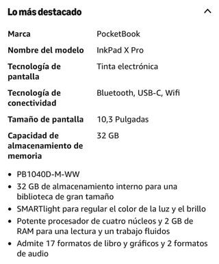 PocketBook InkPad X Pro Gris 10.3 E-ink Mobius