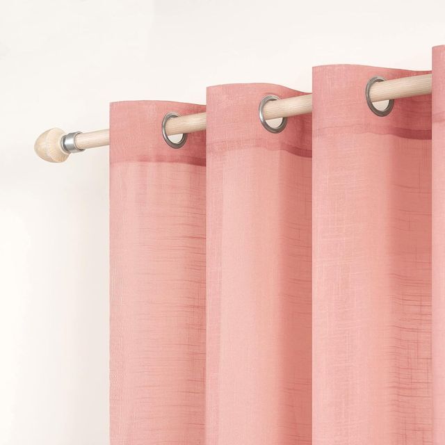 Juego 2 Cortinas Lino Gasa 140x260cm Rosa