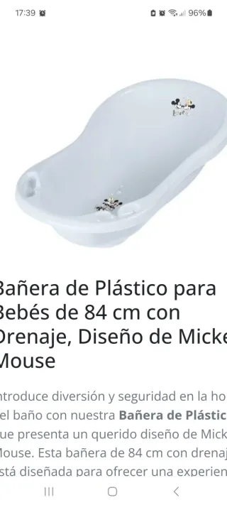 Bañera Bebé Plástico 84cm Mickey Mouse