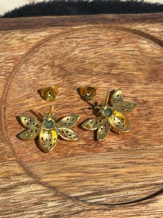 Pendientes Abeja Plata 925 Chapada Oro