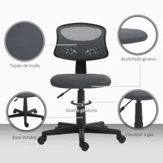 Silla de oficina giratoria sin brazos