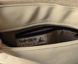 Bolso de mano de piel blanco- crudo y dorado