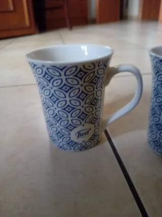 Set 2 Tazze Just Porcellana Blu Bianco