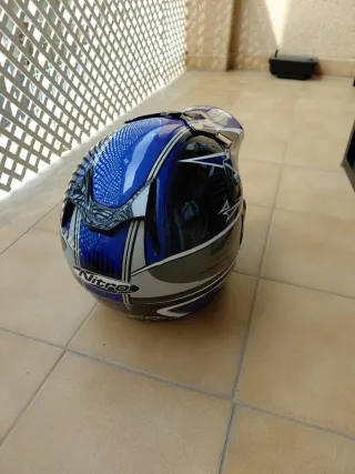Casco de moto Nitro azul y blanco