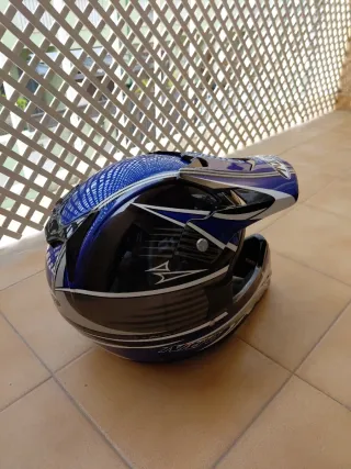 Casco de moto Nitro azul y blanco