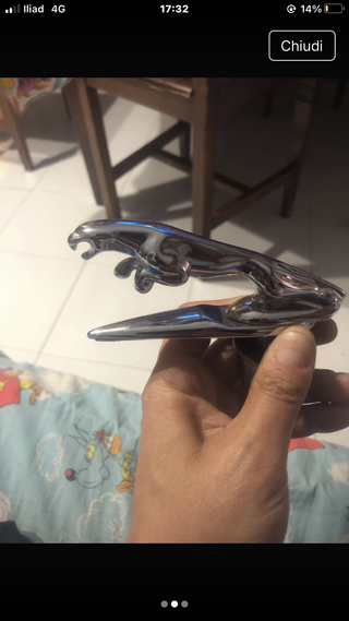 Statuetta cofano Jaguar cromata