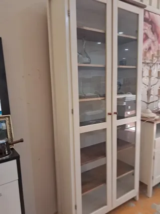 Vitrina de salón de madera y cristal