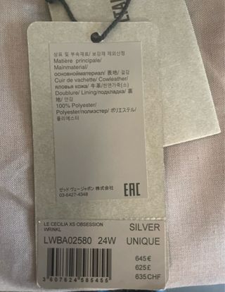 Bolso Zadig & Voltaire Baby Jane Plateado