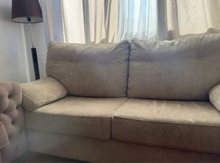 Sofá 3 plazas tela beige como nuevo