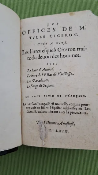 1569 CICERON, los deberes delos hombres, antiguo