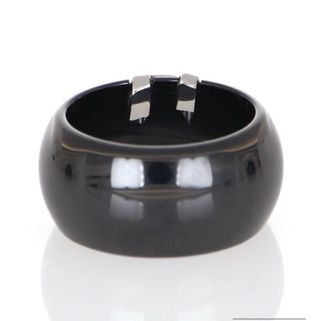 Anillo cerámica y oro blanco 18k con diamantes