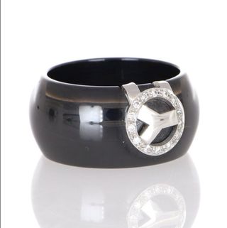 Anillo cerámica y oro blanco 18k con diamantes