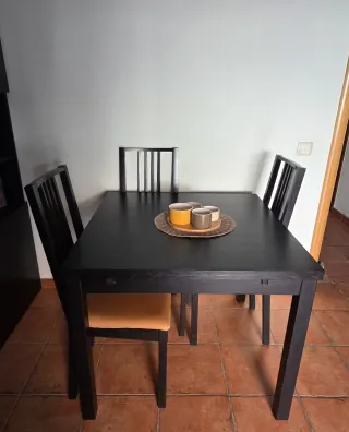 Wengue mesa extensible comedor negro-marrón 4-8