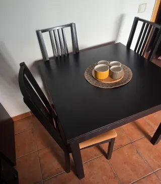 Wengue mesa extensible comedor negro-marrón 4-8