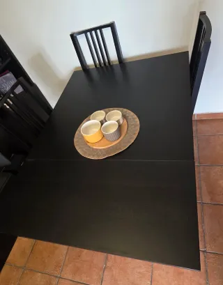 Wengue mesa extensible comedor negro-marrón 4-8