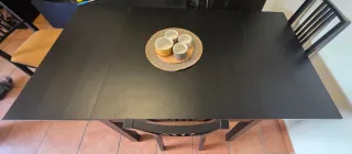 Wengue mesa extensible comedor negro-marrón 4-8