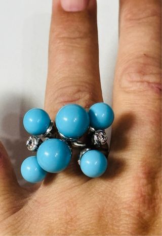 Anillo con bolas de turquesa en plata de ley 925