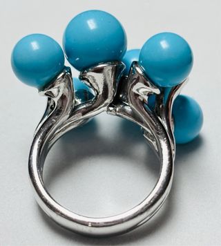 Anillo con bolas de turquesa en plata de ley 925