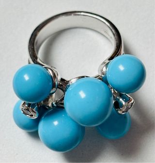 Anillo con bolas de turquesa en plata de ley 925