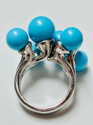 Anillo con bolas de turquesa en plata de ley 925