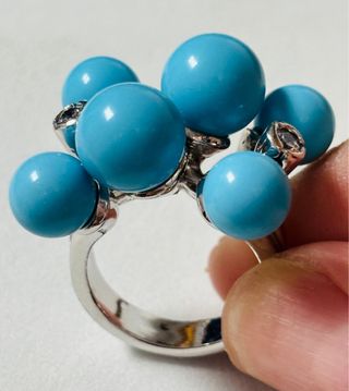 Anillo con bolas de turquesa en plata de ley 925