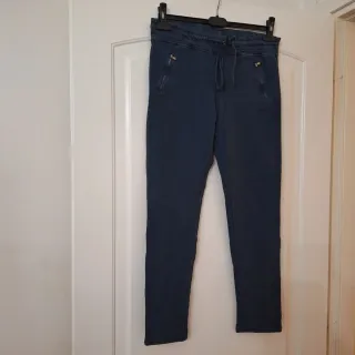 Pantaloni donna blu cotone