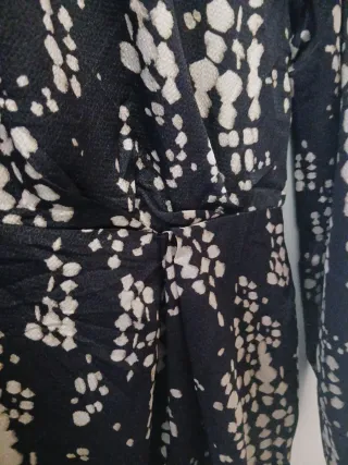 Vestido Mango Negro y Beige/Dorado