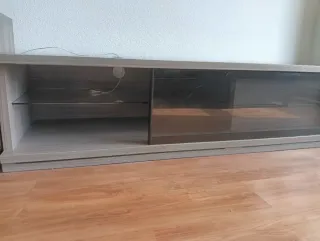 Mueble TV madera marrón y gris