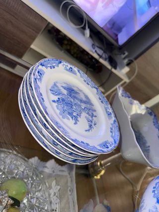 Vajilla Santa Clara Azul y Blanca