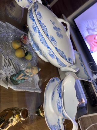 Vajilla Santa Clara Azul y Blanca