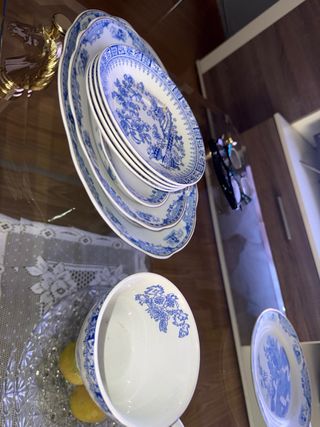 Vajilla Santa Clara Azul y Blanca