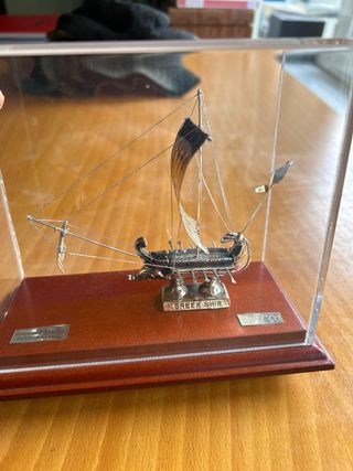 Maqueta Barco Griego Plata Ley 950 Medidas 16x9x14