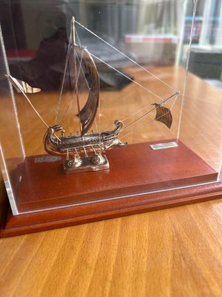 Maqueta Barco Griego Plata Ley 950 Medidas 16x9x14