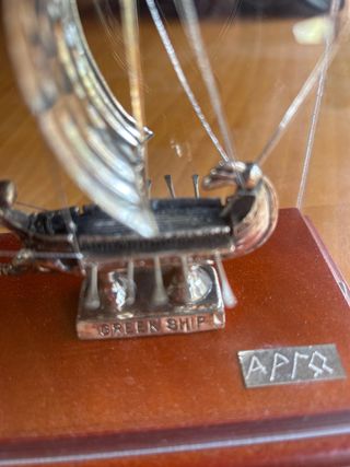 Maqueta Barco Griego Plata Ley 950 Medidas 16x9x14