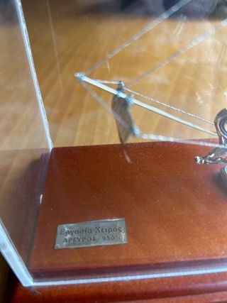 Maqueta Barco Griego Plata Ley 950 Medidas 16x9x14