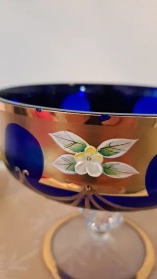 Bombonera in Cristallo di Murano Blu Cobalto e Dorato