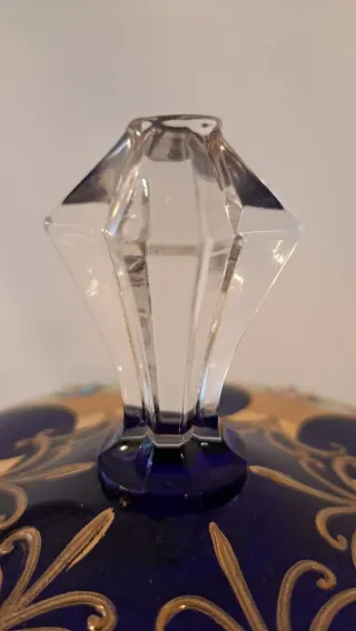 Bombonera in Cristallo di Murano Blu Cobalto e Dorato