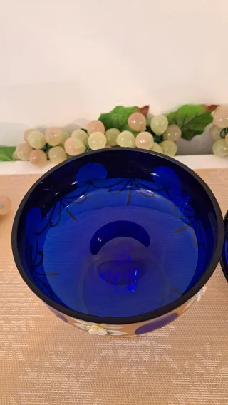 Bombonera in Cristallo di Murano Blu Cobalto e Dorato